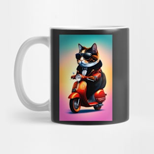 Biker Cat - Modern Digital Art Mug